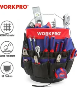 WORKPRO 5-Gallon Bucket Tool Organizer with 51 Pockets