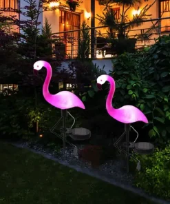 Solar Flamingo Stake Light, Waterproof LED Pathway Lantern