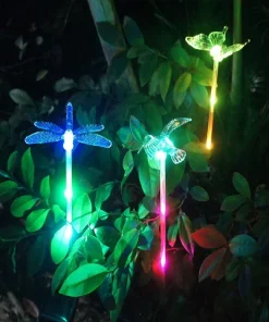 Color-Changing Solar Garden Path Lights, Dragonfly and Butterfly Stake Lights
