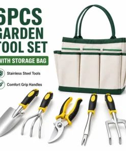6-piece garden tool kit with tote bag