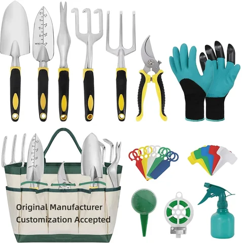 13-piece aluminum garden tool set with tote