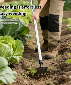 Long handle 2-in-1 weeding rake and hoe