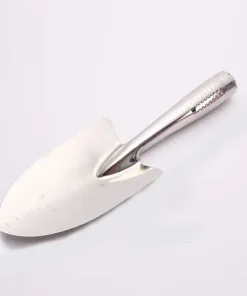 potting soil scoop and garden trowel
