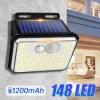 Solar motion sensor wall light, 148 LEDs, IP65 waterproof