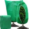 Plant frost cover with zipper and drawstring