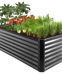6x3x2ft Galvanized Raised Garden Bed, Deep Root Metal Planter Box for Vegetables